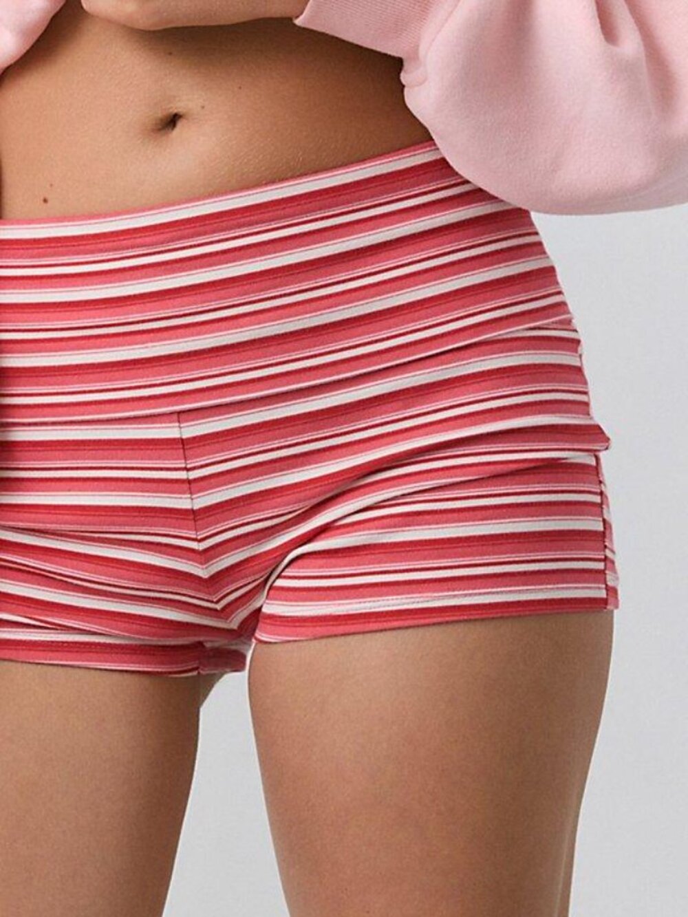 Red Stripe Out from Under Bec Foldover Shorts (medium)